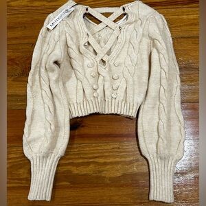 MinkPink crop ivory sweater. NWT